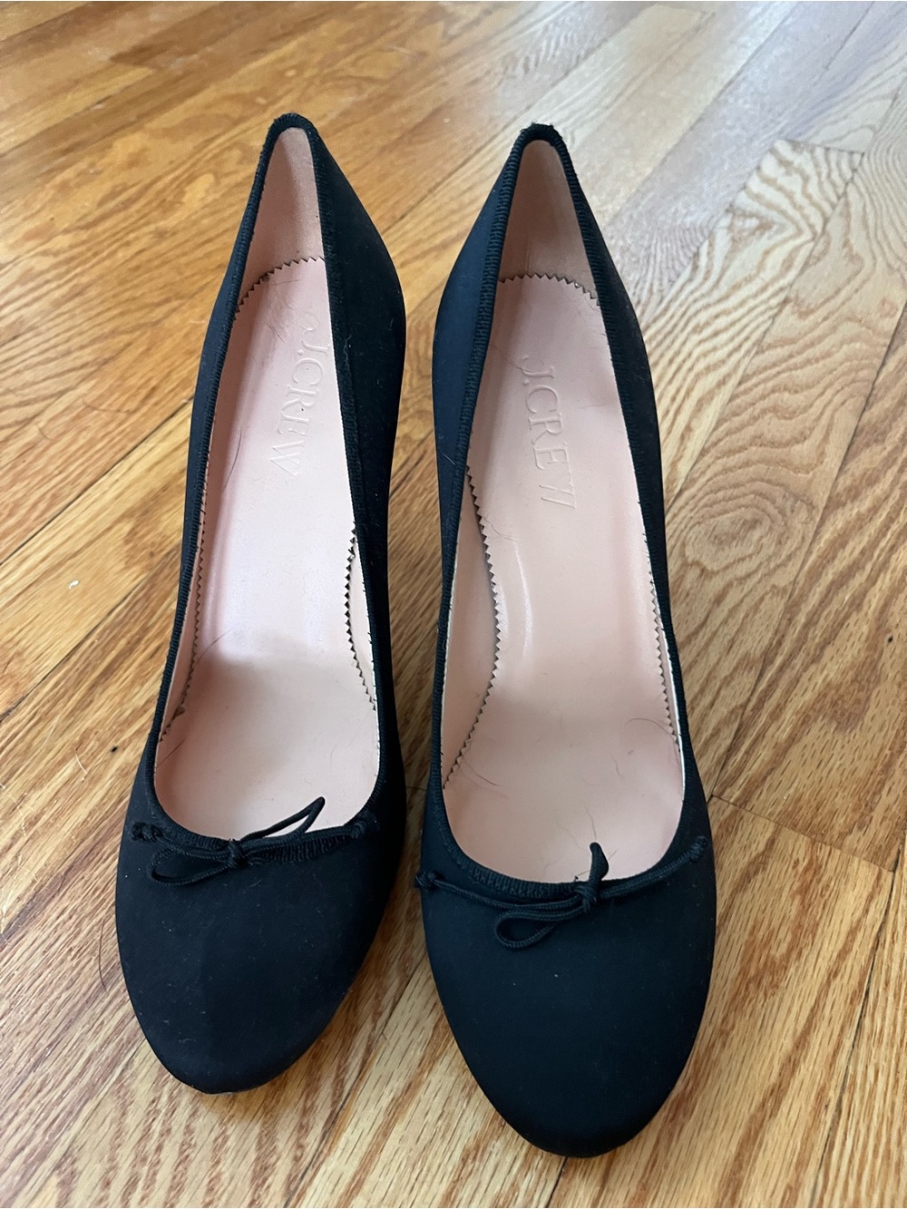J Crew round toe black heels, like new
